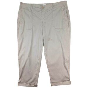 Westport Straight Crop Pants Womens 16 Khaki‎ Resort Preppy Casual Chic Utility